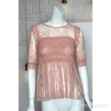 Lace Short Sleeved Sexy Top For Women